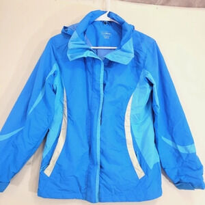L.L Bean Blue Windbreaker Nylon Zip Up Jacket Size‎ 14 -16 Girls